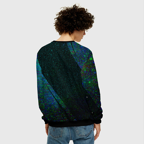Мужской свитшот David Bowie glitch blue / 3D-Черный – фото 4