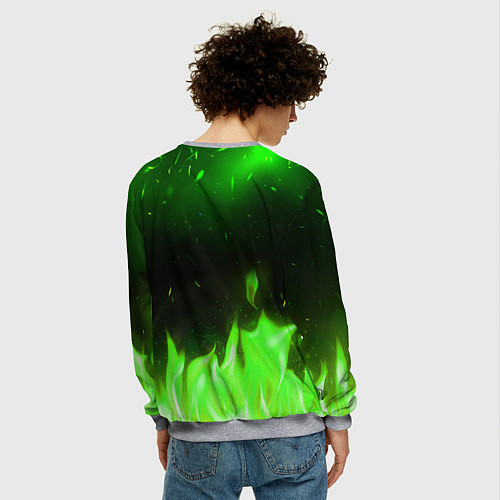 Мужской свитшот Logo Hades green hell fire / 3D-Меланж – фото 4