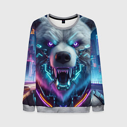 Свитшот мужской Cyber bear - neon glow, цвет: 3D-меланж