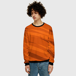Свитшот мужской Тёмный оранжевый полосами, цвет: 3D-черный — фото 2
