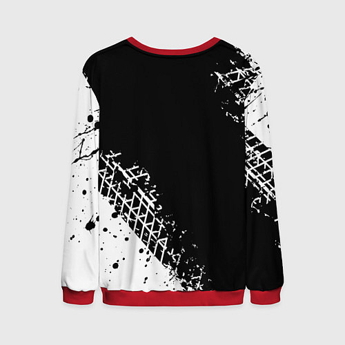 Мужской свитшот Мерседес: следы от шин / 3D-Красный – фото 2