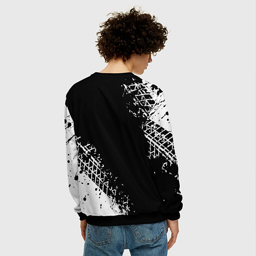 Мужской свитшот Тойота: следы от шин / 3D-Черный – фото 4