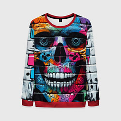 Свитшот мужской Crazy color skull - graffiti, цвет: 3D-красный