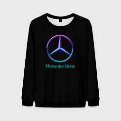 Свитшот мужской Mercedes neon logo, цвет: 3D-черный