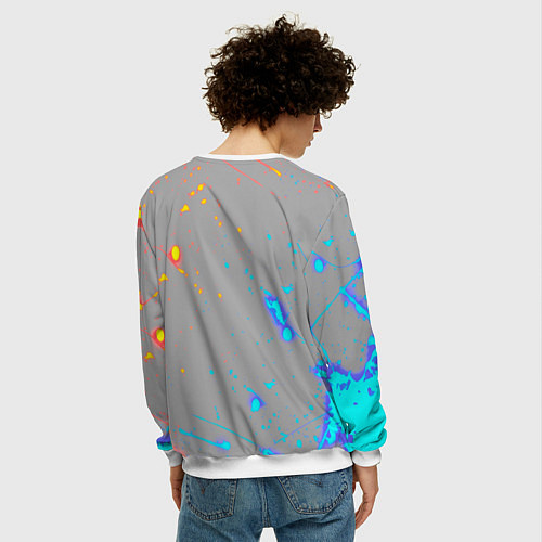 Мужской свитшот Герб рф огонь краски / 3D-Белый – фото 4