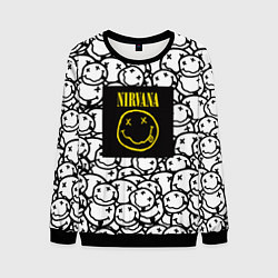 Свитшот мужской Nirvana rock pattern, цвет: 3D-черный