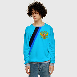 Свитшот мужской Россия спортивная геометрия, цвет: 3D-меланж — фото 2