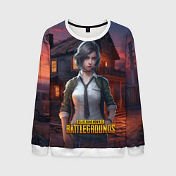Свитшот мужской PUBG девушка в игре, цвет: 3D-белый