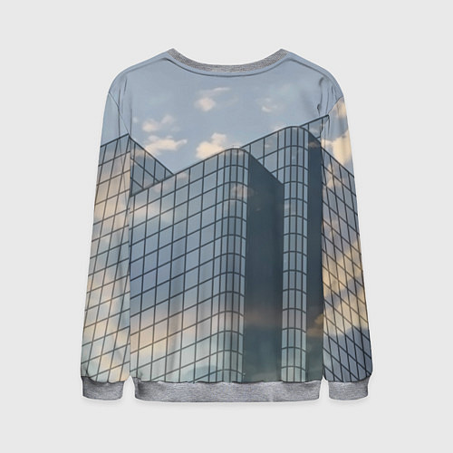 Мужской свитшот Городское небо и зеркальная многоэтажка / 3D-Меланж – фото 2