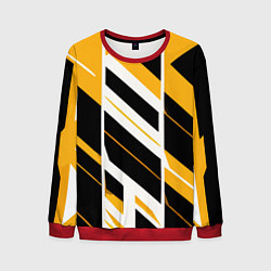 Свитшот мужской Black and yellow stripes on a white background, цвет: 3D-красный