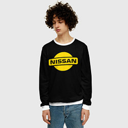 Свитшот мужской Nissan yellow logo, цвет: 3D-белый — фото 2