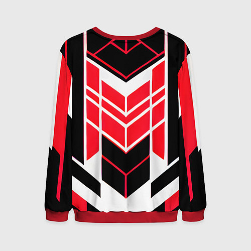 Мужской свитшот Red and white lines on a black background / 3D-Красный – фото 2