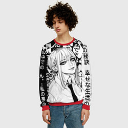 Свитшот мужской Макима аниме черно белое, цвет: 3D-красный — фото 2