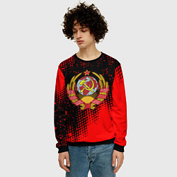 Свитшот мужской СССР краски красные текстура, цвет: 3D-черный — фото 2