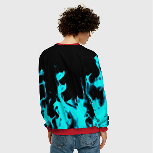 Мужской свитшот Cyberpunk neon flame / 3D-Красный – фото 4