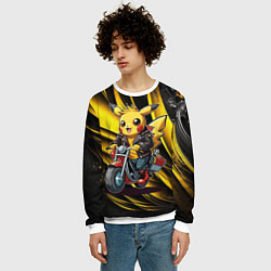 Свитшот мужской Пикачу на красном мотоцикле, цвет: 3D-белый — фото 2
