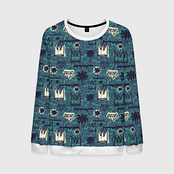 Свитшот мужской Граффити корона с бриллиантами, цвет: 3D-белый