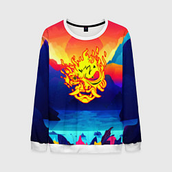Свитшот мужской Samurai fire logo japan, цвет: 3D-белый