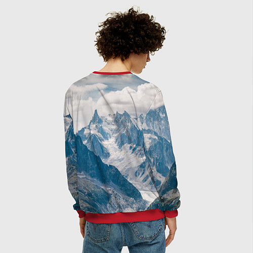 Мужской свитшот Вороны одина с символикой рог одина / 3D-Красный – фото 4