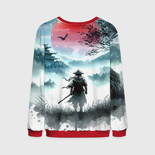 Мужской свитшот Japanese samurai - ghost of Tsushima / 3D-Красный – фото 2