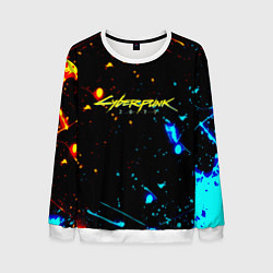 Свитшот мужской Огненная лава и вода киберпанк, цвет: 3D-белый