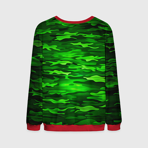 Мужской свитшот Зелёные водоросли-камуфляж / 3D-Красный – фото 2