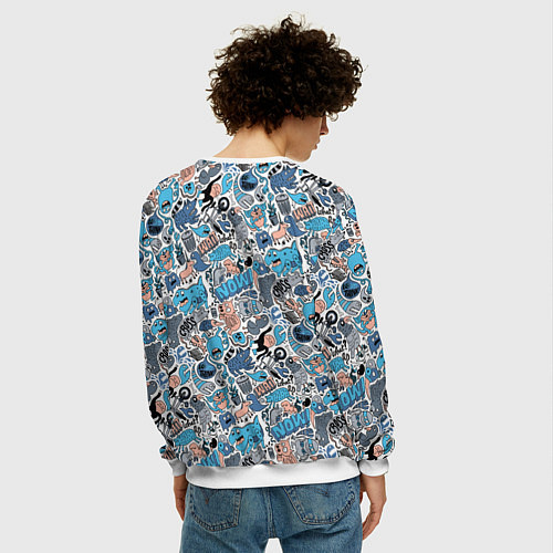 Мужской свитшот Дудл животные и монстры / 3D-Белый – фото 4