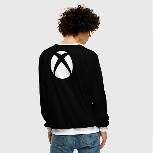 Мужской свитшот X-box logo black / 3D-Белый – фото 4