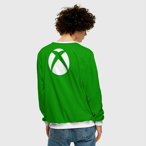 Мужской свитшот X-box logo green / 3D-Белый – фото 4