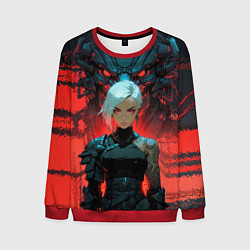 Свитшот мужской Бойцовая красноглазая девушка, цвет: 3D-красный