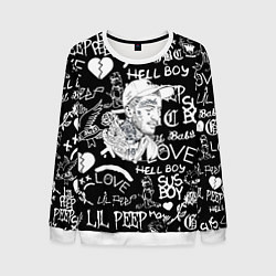 Свитшот мужской Lil Peep pattern автографы лого, цвет: 3D-белый