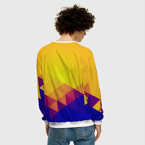 Мужской свитшот Желтая геометрия - спорт Россия с гербом / 3D-Белый – фото 4