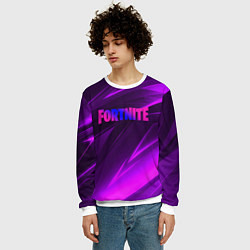 Свитшот мужской Fortnite neon stripes angles logo, цвет: 3D-белый — фото 2