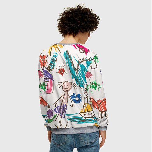 Мужской свитшот Детский принт / 3D-Меланж – фото 4