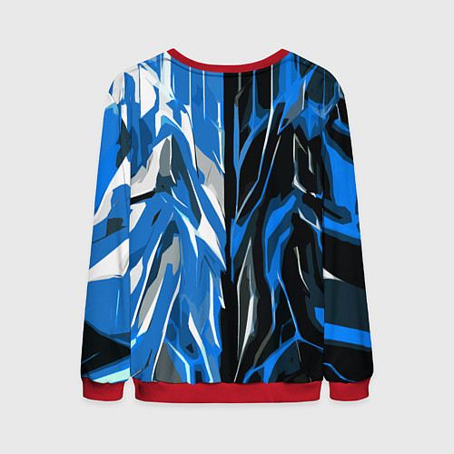 Мужской свитшот Синяя абстракция на чёрно-белом фоне / 3D-Красный – фото 2