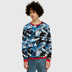 Свитшот мужской Выдры в речке на волнах - паттерн, цвет: 3D-красный — фото 2