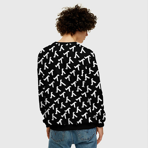 Мужской свитшот Half liife logo pattern / 3D-Черный – фото 4