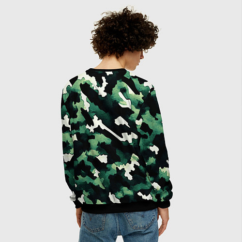 Мужской свитшот Яркий зелёный камуфляж / 3D-Черный – фото 4