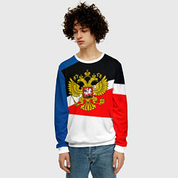 Свитшот мужской Спортивная геометрия герб, цвет: 3D-белый — фото 2