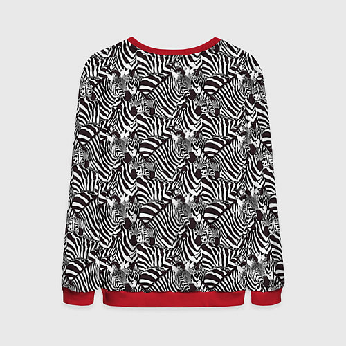 Мужской свитшот Абстрактный черно-белый узор с зеброй / 3D-Красный – фото 2