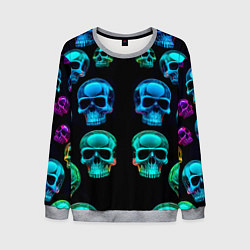 Мужской свитшот Neon skulls - ai art pattern