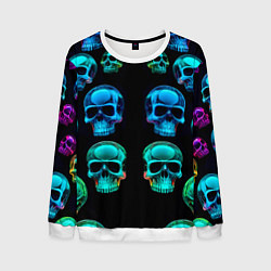 Мужской свитшот Neon skulls - ai art pattern