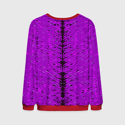 Мужской свитшот Чёрная вертикальная полоса на фиолетовом фоне / 3D-Красный – фото 2
