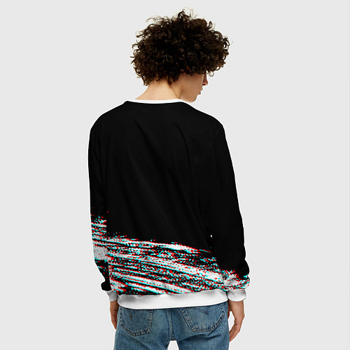 Мужской свитшот Киберпанк 2077 огненное лого / 3D-Белый – фото 4