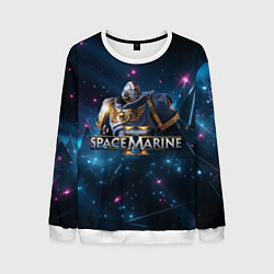 Свитшот мужской Warhammer 40000 space marine 2 ультрамарин в броне, цвет: 3D-белый