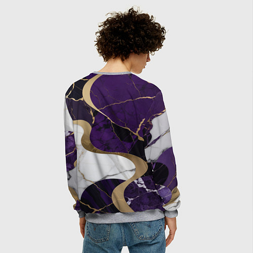 Мужской свитшот Фиолетовый с белым и золотым / 3D-Меланж – фото 4