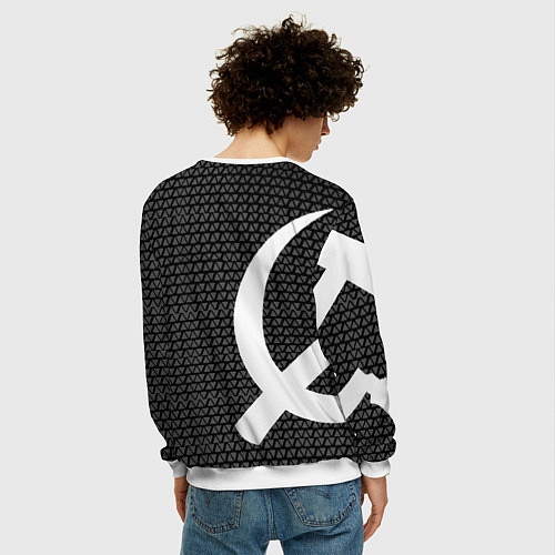 Мужской свитшот Россия паттерн ссср / 3D-Белый – фото 4