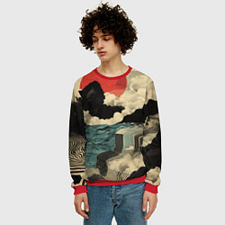 Свитшот мужской Ретро пейзаж в Японском стиле, цвет: 3D-красный — фото 2