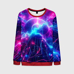 Свитшот мужской Космическая неоновая абстракция - нейроарт, цвет: 3D-красный