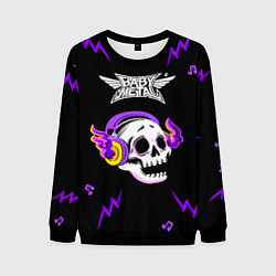 Свитшот мужской Babymetal неоновый череп, цвет: 3D-черный